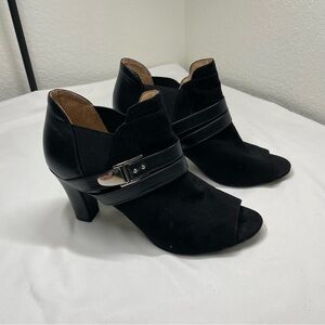 Abella True Comfort Black Peep Toe Heeled Booties